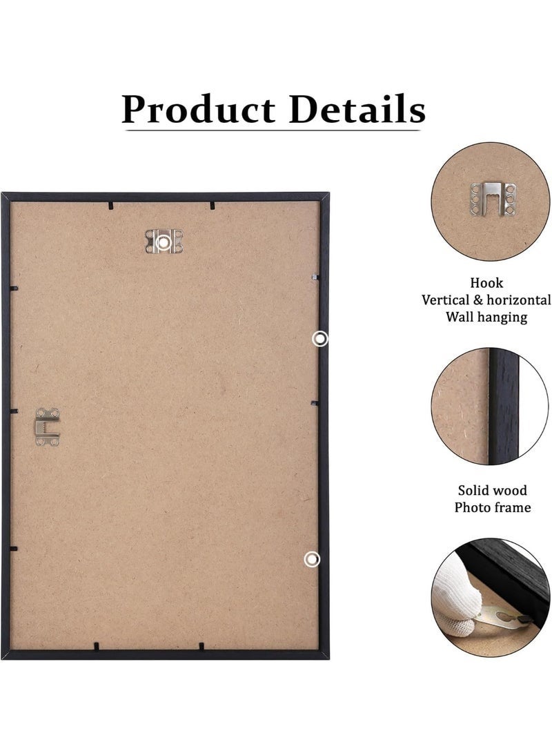 Arabest Set of 2 Certificate Picture Frame, Oak Wood Picture Frame with Mount, A3 Poster Frame with Plexi Glass for Wall Mounting Display, 29.7x42 cm (Black) - Image 4